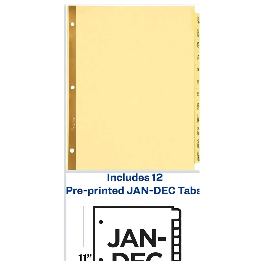 Avery Preprinted Dividers with JAN-DEC Tabs, 1 Set/12 (11307) New & Sealed!